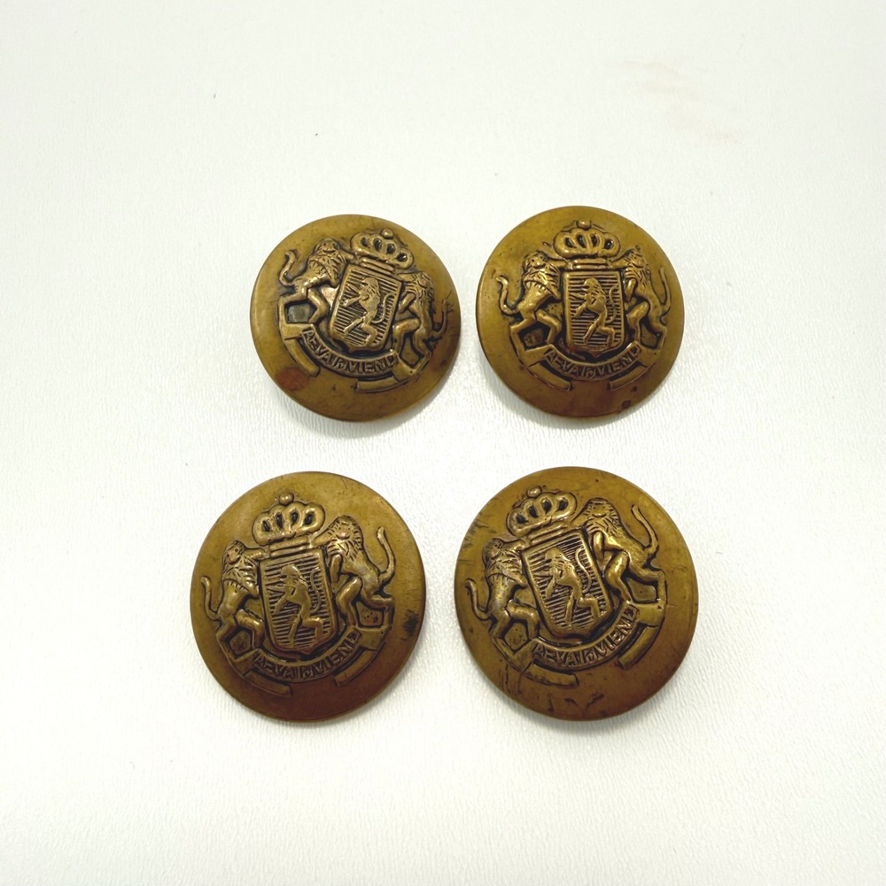 Vintage Heraldic Lion Crest Metal Blazer‎ Buttons Brass Gold Tone Set of 4 - Picture 3 of 10